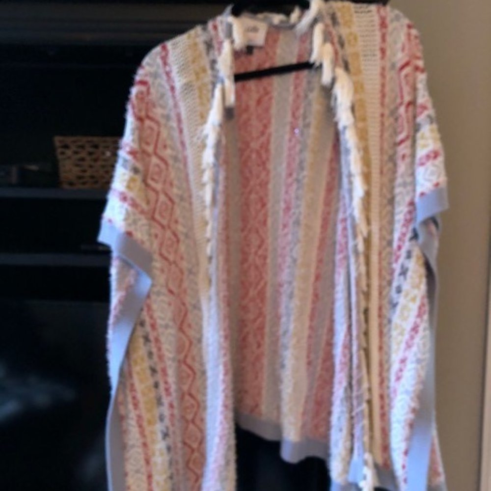 CABI | Bohemian Poncho Small Sweater Tassel Trim